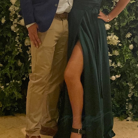 Fame and Partners Strappy Draped Set in Satin Dark Forest - Picture 4 of 7